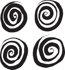 Hand Drawn Black Swirl Circle Wobbly Vectors