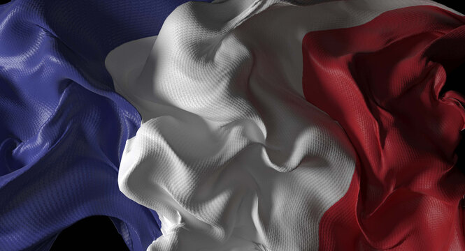 Flag of the france fabric textured 3d rendering illustration