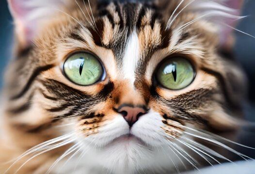 Adorable cat, macro photo of muzzle. Lovely pet 