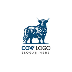 Stylized Highland Cow Logo Design Illustration for Branding and Marketing Purposes