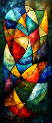 Colorful stained-glass window, abstract background.