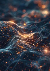 Quantum entanglement visualization, abstract particles in a dance of connectivity,Generative AI