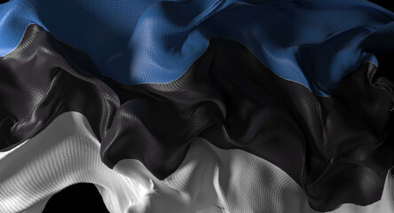 Flag of the estonia fabric textured 3d rendering illustration - obrazy, fototapety, plakaty