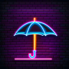 Copper Neon Umbrella Icon: Stylish Symbol for Weather-related Designs(Generative AI)