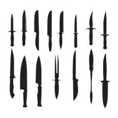 Fotobehang knife silhouette collection  knife icons © AinStory