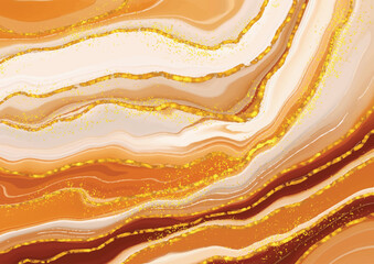 Abstract background with a golden liquid marble design 