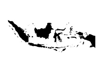 Mapa negro de Indonesia en fondo blanco. - obrazy, fototapety, plakaty