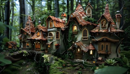 Obraz premium a village with elves cottages