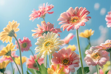 spring flowers background, sunny day