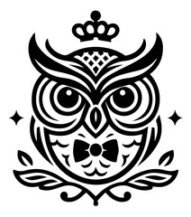 owl logo vector illustration silhouette laser cutting black and white shape