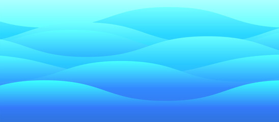 きれいな青い水、穏やかな海の波、波形のベクターイラスト背景素材
