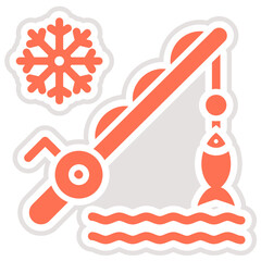 Ice Fishing Vector Icon Design Illustration