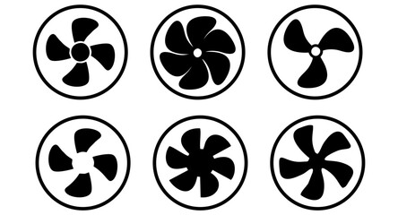 Fan cooler icons set. ventilator symbol. propeller signs, vector illustration. - obrazy, fototapety, plakaty