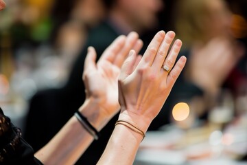 hands clapping at a charity auction event - obrazy, fototapety, plakaty