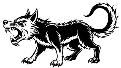 angry dog long tail vector design 