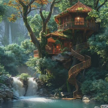 Nature Stock Video Footage for Free Download :Tree House Stock Videos