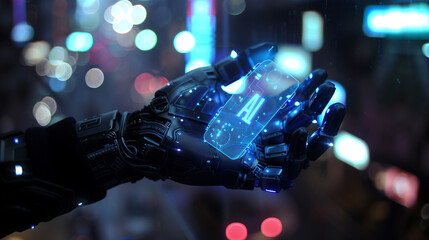 Robot Hand with AI technology.