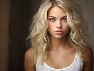 Fototapeta premium blond woman portrait, blond woman illustration portrait, blond