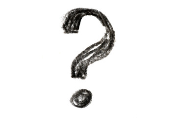A black pencil sketch of a question mark symbol isolated on a transparent background. - obrazy, fototapety, plakaty