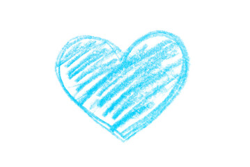 A photo of a blue heart drawn in pencil isolated on transparent background.