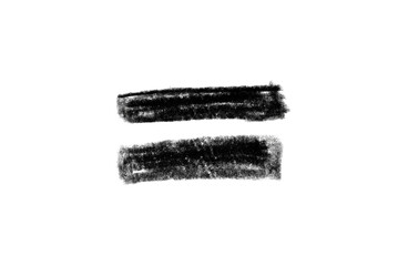 A black pencil sketch of an equal sign isolated on a transparent background, ideal for design projects symbolizing balance and equivalence.