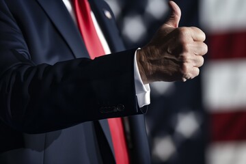 politician giving a thumbsup to the audience before speaking - obrazy, fototapety, plakaty