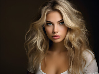 Fototapeta premium blond woman portrait, blond woman illustration portrait, blond