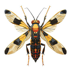Yellow bug isolated on transparent background, cut out, png