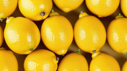 Background of lemons. Pattern made of sour fresh yellow lemon.