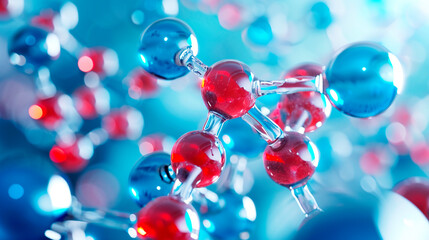 red and blue molecules model