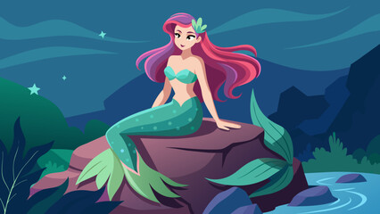 Obraz na płótnie Canvas beautiful mermaid girl sitting on ther