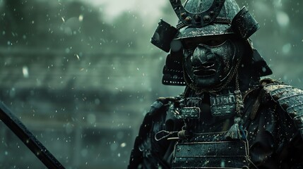 A samurai in battle armor - obrazy, fototapety, plakaty