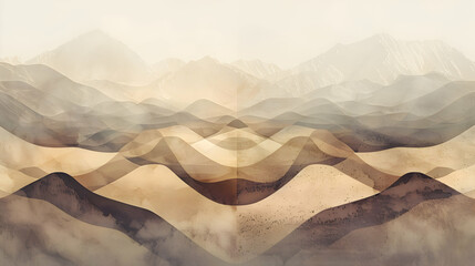 A breathtaking panorama unfolds as soft shades of brown and beige interlace, crafting a picturesque vista of geometric wonder in ultra-high definition - obrazy, fototapety, plakaty