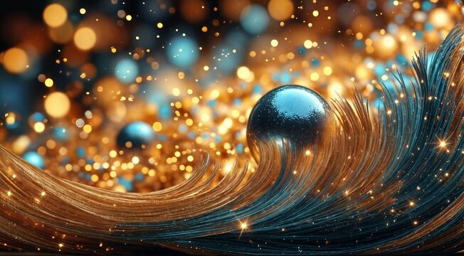 Beautiful shiny textured background with spheres and bokeh