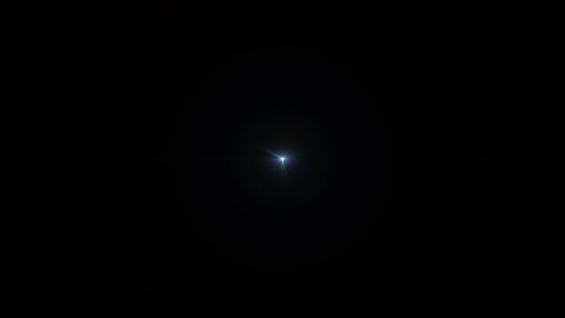 Set of optical lens flares shine burst animation on black abstract background 