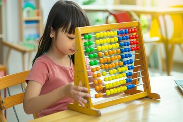 girl using an abacus for basic math