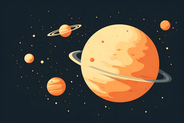 Fototapeta premium Illustrated planets in space, planet illustration, illustrated planets, planets in space