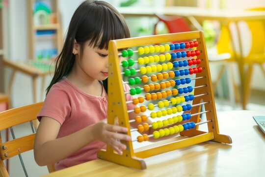 girl using an abacus for basic math