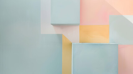 A minimalist composition of squares and rectangles in muted pastel hues - obrazy, fototapety, plakaty