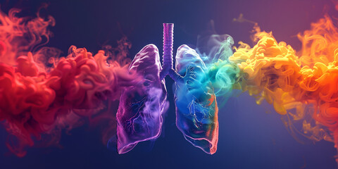 Rainbow anatomy lung world tuberculosis day lung cancer concept.  generative ai 