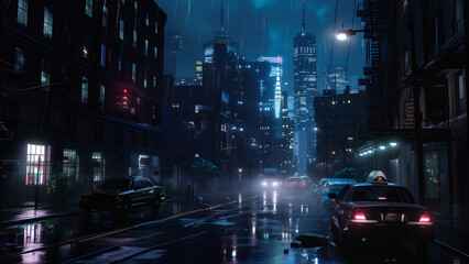 Fototapeta na wymiar A Hyperrealistic Night Cityscape