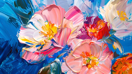 painting of flowers, generative ai - obrazy, fototapety, plakaty