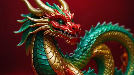 Chinese red-green-gold dragon