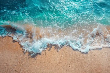 Fototapeta na wymiar animated illustration of Azure waves crashing against golden beaches