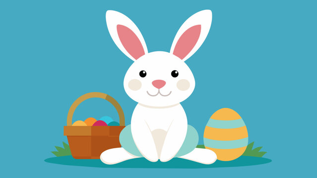 easter bunny eggs basket vector design 