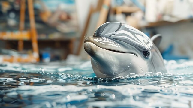 Assemble a photorealistic image of a dolphin its smile engaging