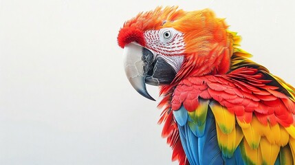 Illustrate a photorealistic image of a macaw its colors vibrant