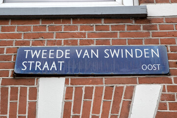 Close Up Street Sign Tweede Van Swindenstraat At Amsterdam The Netherlands 20-3-2024