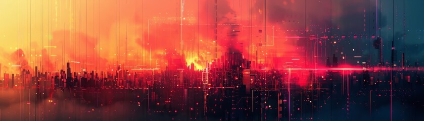 Obraz premium Create a techno-inspired digital glitch backdrop.