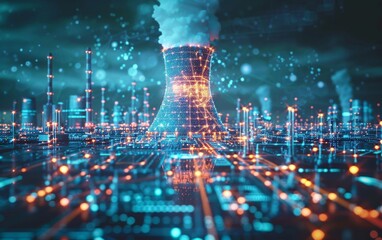 Improving nuclear energy efficiency through AI technology, paving the way for groundbreaking innovations that disrupt the industry. - obrazy, fototapety, plakaty